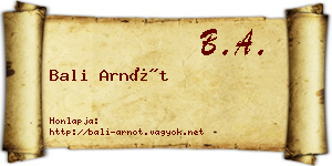 Bali Arnót névjegykártya